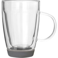 Orsina Premium Double Wall Glass Mug 350ml, Insulated Glass Coffee Mug, Non Slip Silicone Base Double Walled Mug in Clear