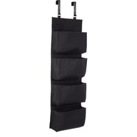 Orsina Grey Polyester Over Door Hanging Organiser, 4-Pocket Fabric Storage With Metal Hooks For Easy Mounting in Black