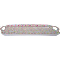 Orsina Floral Design Casey Sandwich Tray With Handles, Curved Contemporary Dining Tray, Functional Breakfast Tray in Pink