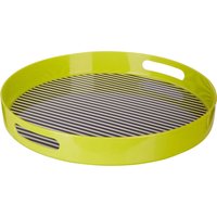 Orsina Floral Design Stripe Tray With Handles, Curved Contemporary Breakfast Tray, Functional Breakfast Tray