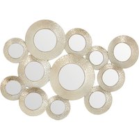 Orsina Hammered Silver Wall Mirror, Vintage Textured Finish Multi-Circle Wall Mirror, Entryway Accent Mirror
