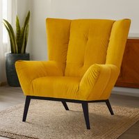 Orsina Luxurious Yellow Fabric Armchair, Velvet Upholstered Occassional Arm Chair, Striking Design Lounge Chair