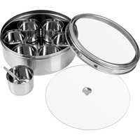 Orsina Syd 7 Piece Spice Storage Clear Lid Container Set in Silver