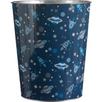 Orsina Kids Space & Stars Design Blue Waste Bin, Stainless Steel Waste Bin, Modern Waste Bin For Kids Room