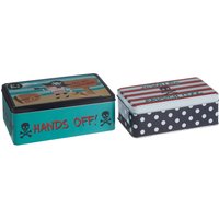 Orsina Adventurous Set Of 2 Pirate Storage Tins, Pirate Design Storage Tins, Functional Kitchen Storage Tins
