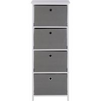 Orsina Nordic Style 4 Grey Fabric Drawers Cabinet, Compact Design Display Cabinet, Spacious Side Cabinet For Bedroom