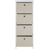 Orsina Nordic Style 4 Grey Fabric Drawers Cabinet, Compact Design Display Cabinet, Spacious Side Cabinet For Bedroom in Natural