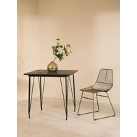 Orsina Large Black Metal & Elm Wood Table, Versatile Square Table, Sturdy Outdoor Dining Table for Lawn, Patio