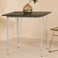 Orsina Versatile Metal & Elm Wood Table, Large Square Table, Sturdy Outdoor Dining Table for Lawn, Patio in Brown