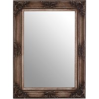 Orsina Carved Frame Antique Bronze Wall Mirror, Full Size Traditional Mirror, Weathered Bronze Decorative Mirror in Silver