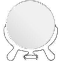 Orsina Silver Effect Two Sided Small Shaving Mirror, Compact Round Tablemirror, Metal Frame Swivel Makeup Mirror