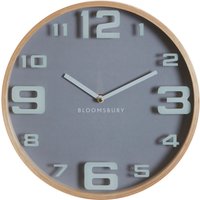 Orsina Sleek Wood Large Numbers Wall Clock, Modern Design Clock In Kitchen, Versatile Wall Clock For Indoor in Grey