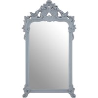 Orsina Grey Wall Mirror With Decorative Crest, Rectangular Wall Mirror With Rounded Shoulders, Modern Hallway Mirror