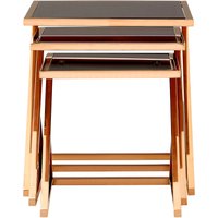 Orsina Elegant Set Of 3 Rose Gold Finish Nesting Tables, Space Saving Side Table For Livingroom, Sturdy Side Table