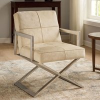 Orsina Contemporary Design Cross Base Chair, Comfortable Occasional Arm Chair, Durable Constructed Accent Armchair in Grey