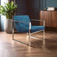 Orsina Velvet Cocktail Chair, Easy to Adjust Comfy Chair, Effortless Cleaning Small Chair in Blue