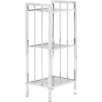 Orsina Contemporary 3 Tier Chrome Shelf Unit with Slatted Sides, Versatile Large Shelving Unit, Durable Shelf in Silver