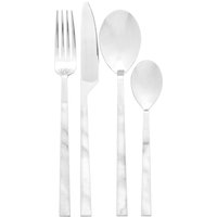 Orsina 16 Piece Stainless Steel Cutlery Set, Avie Colored Cutlery Set, Luxury Cutlery Set, Modern 16 Piece Cutlery Set in White