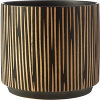 Orsina Large Black & Cream Ceramic Planter for Home, Handcrafted Modern Tall Cylindrical Planter In Black & Cream
