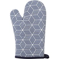 Orsina White & Blue Single Oven Glove, Quilted Heat-Resistant Design With Stylish Geometric Pattern