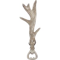 Orsina Nickel Coating Bottle Opener, Beer Bottle Opener with Antler Handle, Reflective Finish Jar Opener in Silver