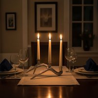 Orsina Antler Design 3 Candle Holder Stand, Christmas Candlestick Holder with Decorative Finish in Silver