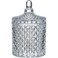 Orsina Diamond Storage Jar For Bathroom Shelf, Patterned Cotton Bud Storage Jar, Bathroom Cotton Swab Container in Clear