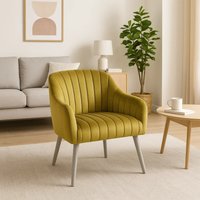Orsina Comfortable Mustard Fabric Armchair For Reading, Mid-century Modern chair For Livingrooms, Sleek Armchair in Yellow