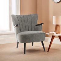 Orsina Comfortable Grey Lounge Chair With Curved Backrest, Spacious & Modern Highback Room Chair For Bedrooms in Dark Grey