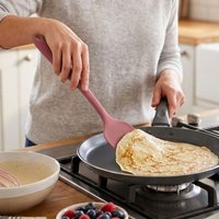 BPA Free Light Green Silicone Turner Nonstick Safe Spatula Stain Resistant Tapered Handle Kitchen Turner Pink