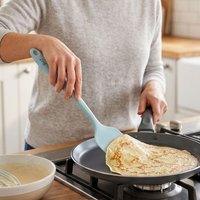 Orsina BPA-Free Light Green Silicone Turner, Nonstick-Safe Spatula, Stain Resistant Tapered Handle Kitchen Turner in Turquoise