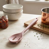Silicone Slotted Spoon Heat Resistant Cooking Spoon to Drain Oil & Liquids Non Scratch Kitchen Spoon Pink