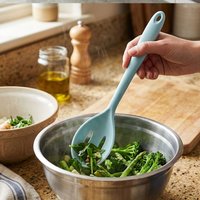 Orsina Yellow Silicone Slotted Spoon, Heat Resistant Cooking Spoon to Drain Oil & Liquids, Non-Scratch Kitchen Spoon in Grey