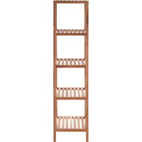 Orsina ARLA 5 Tier Walnut Wood Bathroom Shelf Unit in Natural