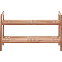 Orsina ARLA 2 Tier Slatted Design Stackable Shoe Rack in Natural