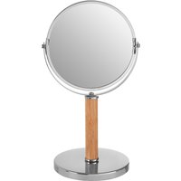 Orsina Iron & Rubberwood Table Mirror, Durable 33x15cm Swivel Vanity Mirror, Chrome Frame in Silver | Size: 33x15 cm