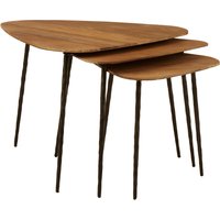 Orsina Textured Wooden Triangular Tables, Set of 3 End Tables, Compact Accent Tables, Distinctive Decorative Tables in Brown
