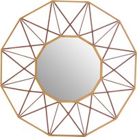 Orsina Geometric Style Wall Mirror Luxurious Antique Gold Finish Accent Mirror Round Copper Decorative Mirror