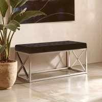 Orsina Allure Black Tufted Seat & Silver Finish Bench