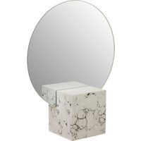Orsina Round Mirror, Unique White Marble Base, Minimalist Wall Mirror, Compact Design, Ideal for Modern Spaces