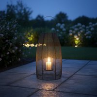 Orsina Large Black Lantern, Iron Wireframe Black Candle Holder, Indoor & Outdoor Glass Shade Candle Holder