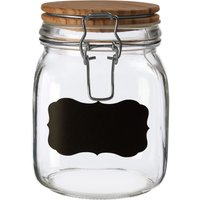 Orsina Vintage Small Storage Jar with Pine Wood Lid, Stylish Glass Jar With Lid, Durable Airtight Storage Jar in Clear