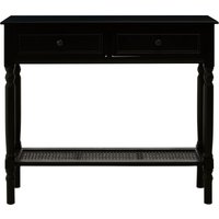 Orsina Rectangular Console Table With 2 Drawers for Hallway, Pine Wood Hallway Table for Home Décor, Wood Table with 2 Drawers for Office in Black
