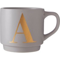 Letter Mug Coffee Ceramic Cup Gold Letter Detail Reusable Coffee Cup Thoughtful Gifting Grey