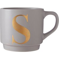 S Letter Mug Reusable Mug Gold Etched "S" on Muted Base Ideal Coffee Tea or Hot Drinks