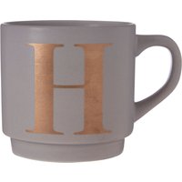 H Letter Mug Gold Lettering Elegant Porcelain Mug Curved Handle Perfect Home or Office