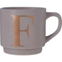 F Letter Mug Luxe Gold Detailing Durable Mug Comfortable Handle Personalized Decorative Mug Grey