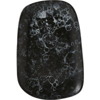 Orsina Small Black Marble Effect Serving Platter, Stoneware Food Platter With Irregular Oval Design, Dinner Platter