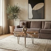 Orsina Star Top Coffee Table, Wooden Table With Irregular Edges, Metallic Silver Center Table, Coffee Table For Patio