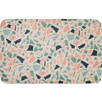 Orsina Terrazzo Bath Mat With Skid-Proof Base, Rectangular Microfiber Shower Floor Mat, Colourful Bathroom Rug